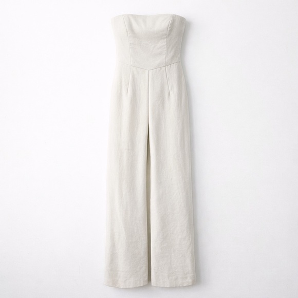 Abercrombie & Fitch Pants - Abercrombie & Fitch Strapless Wide Leg Jumpsuit Linen Bridal Coastal S